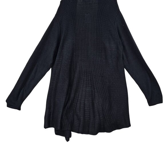 Dana Buchman Womens Open-Front Cardigan Black 3X Acrylic Ribbed Knit - Picture 2 of 9